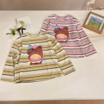 【90-150cm】長袖Ｔシャツ 女の子 ボーダー柄 カートゥーン - 画像 (6)