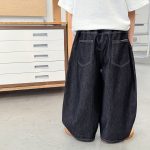 【90-150cm】デニムパンツ 男の子 配色切替 薄手 カジュアル 韓国風 ロングパンツ - 画像 (4)