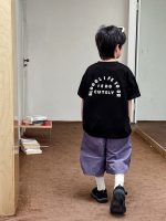 【90-150cm】半袖Tシャツ 男の子 ロゴプリント クルーネック カジュアル トップス - 画像 (3)