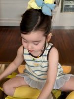 【90-140cm】ワンピース 女の子 ノースリーブ ボーダー柄 - 画像 (3)