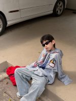 【90-160cm】シャツ 男の子 フード付き すっきり 合わせやすい 快適 トップス - 画像 (3)