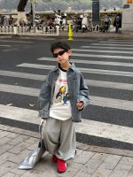 【100-160cm】アウター 男の子 デニム素材 ストリート 合わせやすい トップス - 画像 (3)
