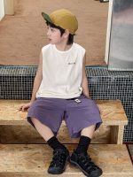 【90-150cm】タンクトップ 男の子 ロゴ刺繍 クルーネック カジュアル トップス - 画像 (3)