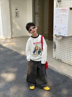 【90-160cm】長袖 Tシャツ 男の子 合わせやすい トレンド感 ラフ トップス - 画像 (6)