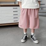 【90-150cm】ショートパンツ 男の子 ロゴプリント ウエスト紐付き やわらか カジュアル ボトムス - 画像 (5)