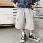 【90-150cm】カーゴショートパンツ 男の子 ウォッシュ加工 ポケット付き カジュアル 子供服 - 画像 (6)