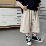 【90-150cm】ショートパンツ 男の子 ロゴプリント ウエスト紐付き やわらか カジュアル ボトムス - 画像 (4)