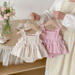 【66-90cm】キャミロンパース フリル 可愛い ベビー服 - 画像 (4)
