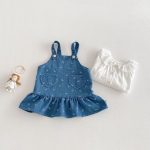 【73-110cm】ワンピース デニム ハート 蝶結び おしゃれ 女の子 - 画像 (3)