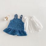 【73-110cm】ワンピース デニム ハート 蝶結び おしゃれ 女の子 - 画像 (9)