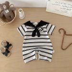 【66-90cm】オールインワン パンダ ボーダー 可愛い ベビー服 - 画像 (6)