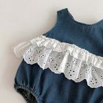 【66-90cm】デニムロンパース レース ノースリーブ 可愛い ベビー服 - 画像 (13)