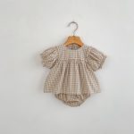 【66-100cm】ブラウス＆ブルマ パフスリーブ チェック シンプル ベビー服 - 画像 (11)