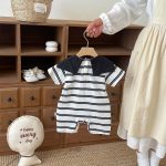 【66-90cm】オールインワン パンダ ボーダー 可愛い ベビー服 - 画像 (4)