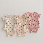 【66-90cm】ロンパース 蝶結び リブ 可愛い 肌触り良い 赤ちゃん