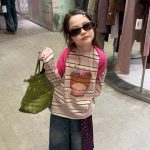 【90-150cm】長袖Ｔシャツ 女の子 ボーダー柄 カートゥーン