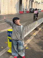【90-160cm】長袖 Tシャツ 男の子 ボーダー 着せやすい ゆったり 快適 トップス - 画像 (3)