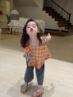 【90-140cm】キャミソール or デニムパンツ 女の子 チェック柄 - 画像 (8)