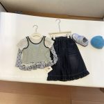 【90-150cm】Tシャツ or デニムパンツ 女の子 レイヤード風 フリルデニム - 画像 (5)