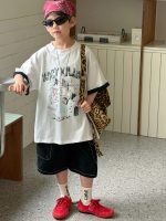 【90-160cm】半袖Ｔシャツ 男の子 レイヤード風 プリント