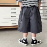 【90-150cm】カーゴショートパンツ 男の子 ウォッシュ加工 ポケット付き カジュアル 子供服 - 画像 (7)
