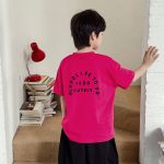 【90-150cm】半袖Tシャツ 男の子 ロゴプリント クルーネック カジュアル トップス