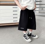 【90-150cm】ショートパンツ 男の子 ロゴプリント ウエスト紐付き やわらか カジュアル ボトムス - 画像 (7)