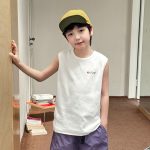 【90-150cm】タンクトップ 男の子 ロゴ刺繍 クルーネック カジュアル トップス - 画像 (6)