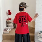 【90-150cm】半袖Tシャツ 男の子 アウトドア風 ロゴプリント カジュアル トップス 子供服 - 画像 (7)