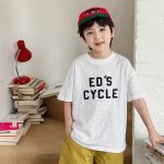 【90-150cm】半袖Tシャツ 男の子 アウトドア風 ロゴプリント カジュアル トップス 子供服 - 画像 (9)
