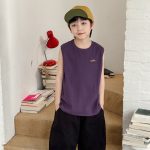【90-150cm】タンクトップ 男の子 ロゴ刺繍 クルーネック カジュアル トップス - 画像 (11)