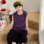 【90-150cm】タンクトップ 男の子 ロゴ刺繍 クルーネック カジュアル トップス - 画像 (12)