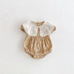 【66-90cm】ロンパース ビッグ襟 花柄 おしゃれ ベビー服 - 画像 (3)