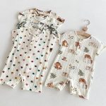 【66-100cm】ロンパース ベビー 動物柄 リネン - 画像 (2)