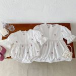 【66-110cm】ロンパースorワンピース フラワー柄 ホワイト 姉妹服 - 画像 (14)