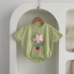 【66-90cm】ロンパース フラワーグリーン 可愛い ベビー服 - 画像 (8)