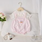 【66-100cm】セットアップ ベビー チェック サロペットロンパース＆Tシャツ - 画像 (3)