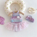 【73-100cm】ワンピース水着  プリンセス レース付き プール遊び - 画像 (5)