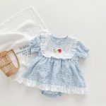 【66-90cm】ロンパースワンピース ベビー フリル付き ハート柄 - 画像 (2)