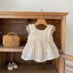【66-100cm】ドレスロンパース ベビー フリル チュール - 画像 (5)