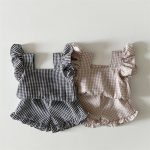 【73-100cm】セットアップ ベビー フリル チェック