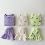 【73-120cm】セットアップ ベビー女の子 さくらんぼ Tシャツ＆ミニスカート