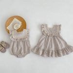 【66-130cm】ロンパース or ワンピース  ベビー 女の子 ストライプ フリル - 画像 (3)