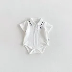 【66-90cm】ロンパース ベビー 半袖 ポロデザイン シンプル - 画像 (4)