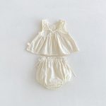【73-110cm】セットアップ リボン付き レース トップス＆ブルマ - 画像 (5)