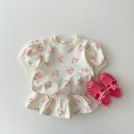 【73-120cm】セットアップ ベビー女の子 さくらんぼ Tシャツ＆ミニスカート - 画像 (3)