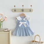 【73-100cm】ワンピース ベビー 女の子 ストライプ リボン付き - 画像 (5)