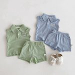 【73-100cm】セットアップ ベビー ポロネック ノースリーブ - 画像 (3)