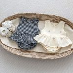 【66-100cm】セットアップ ベビー 刺繍 チェック ノースリーブ