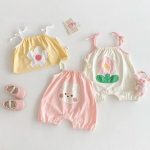 【66-90cm】サロペット フラワー柄 可愛い 赤ちゃん服 - 画像 (7)